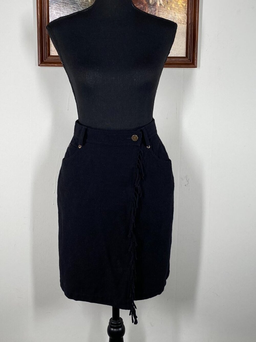 Liz Claiborne Liz Wear Wool Blend Wrap Around Skirt Women's 4 Black Casual